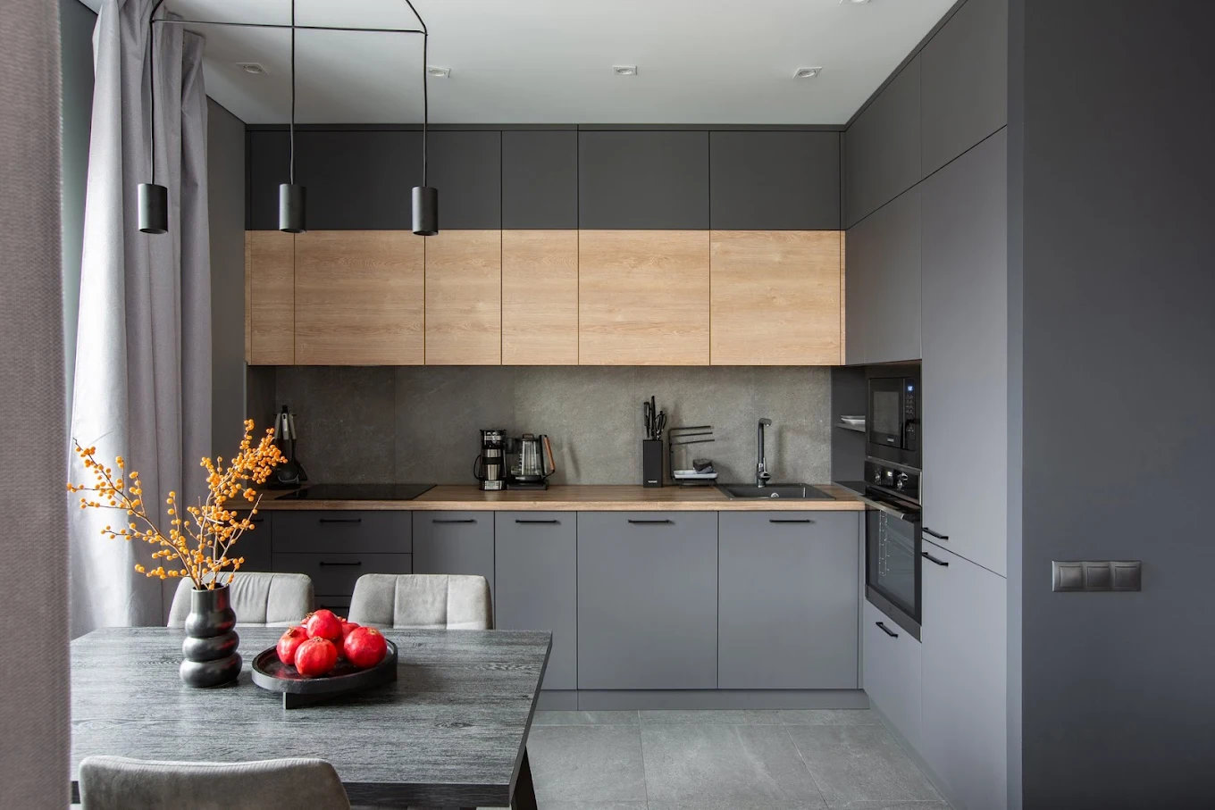 Professionally resprayed kitchen with smooth factory finish